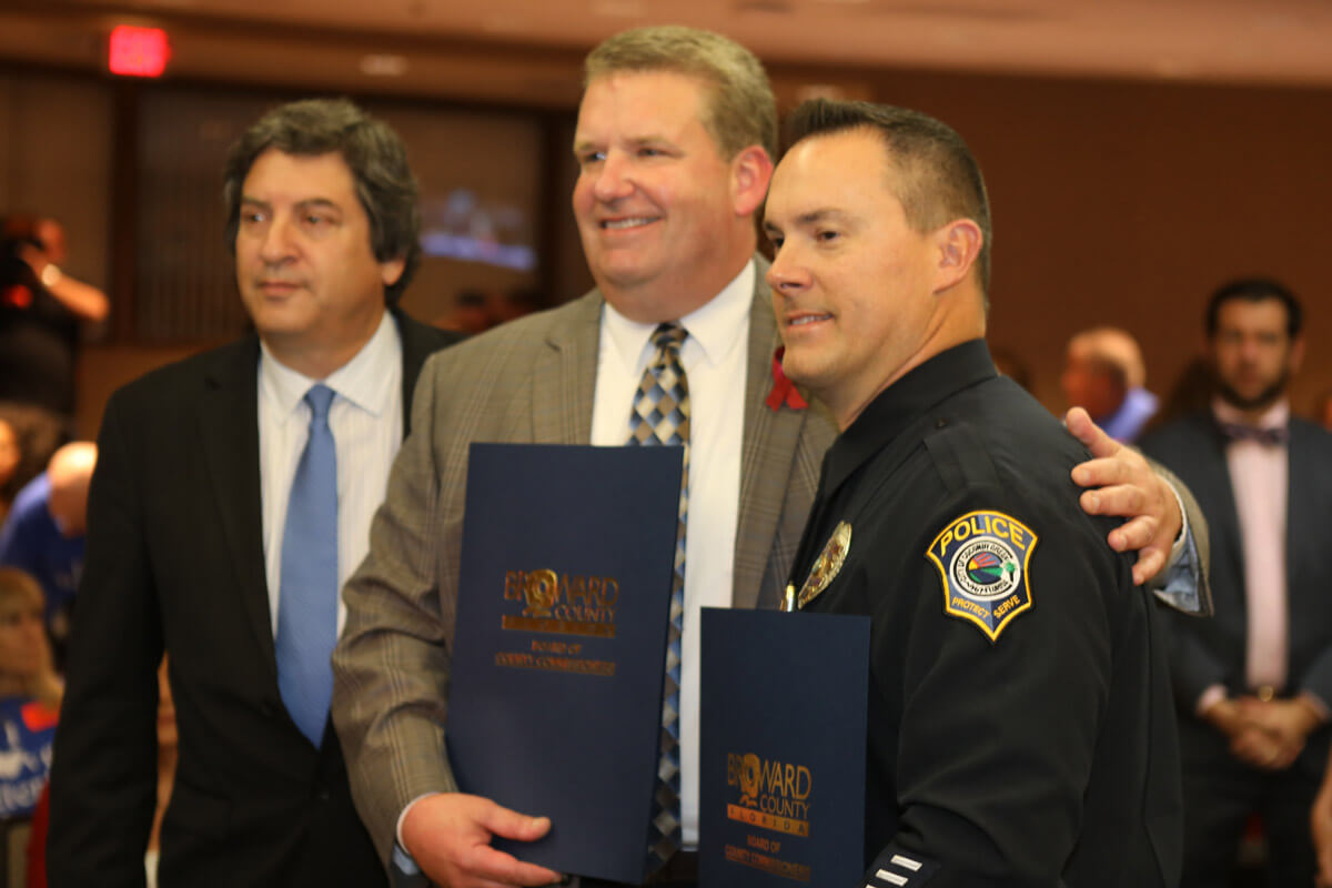 Officer Michael Leonard being honored for arresting the Parkland shooter