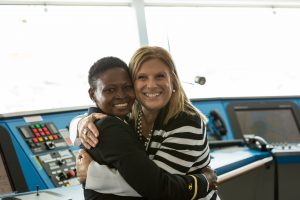 Lutoff-Perlo with Nicholine Tifuh Azirh, the first woman from West Africa to serve as a bridge officer in the cruise industry