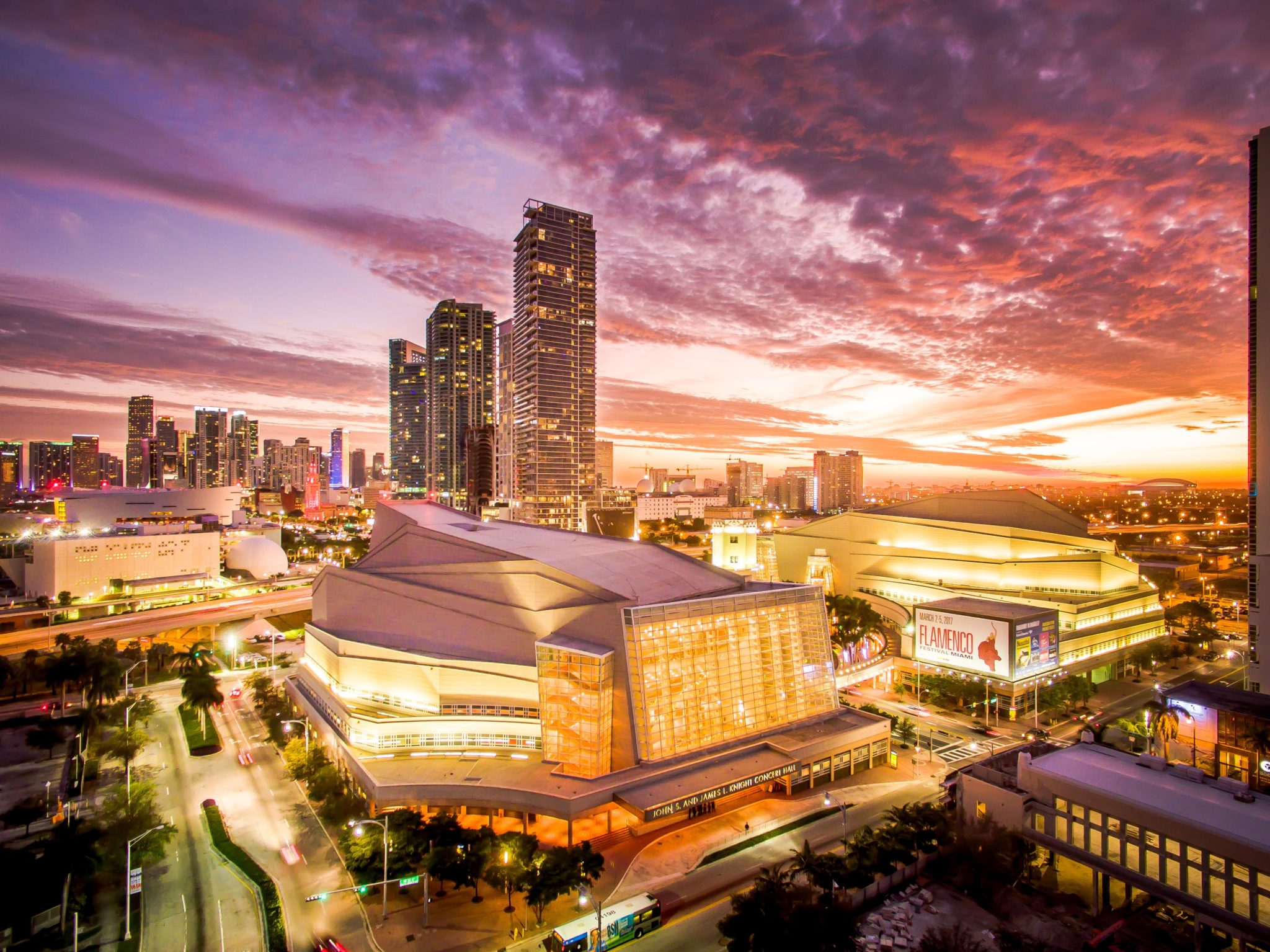 Aerial shot of the Arsht Center; photo by Justin Namon, ra-haus