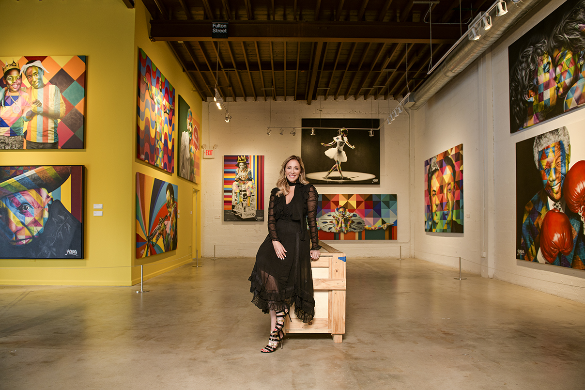 Jessica Goldman Srebnick at the “Kobra: Larger than Life” exhibit inside the Goldman Global Arts Gallery
