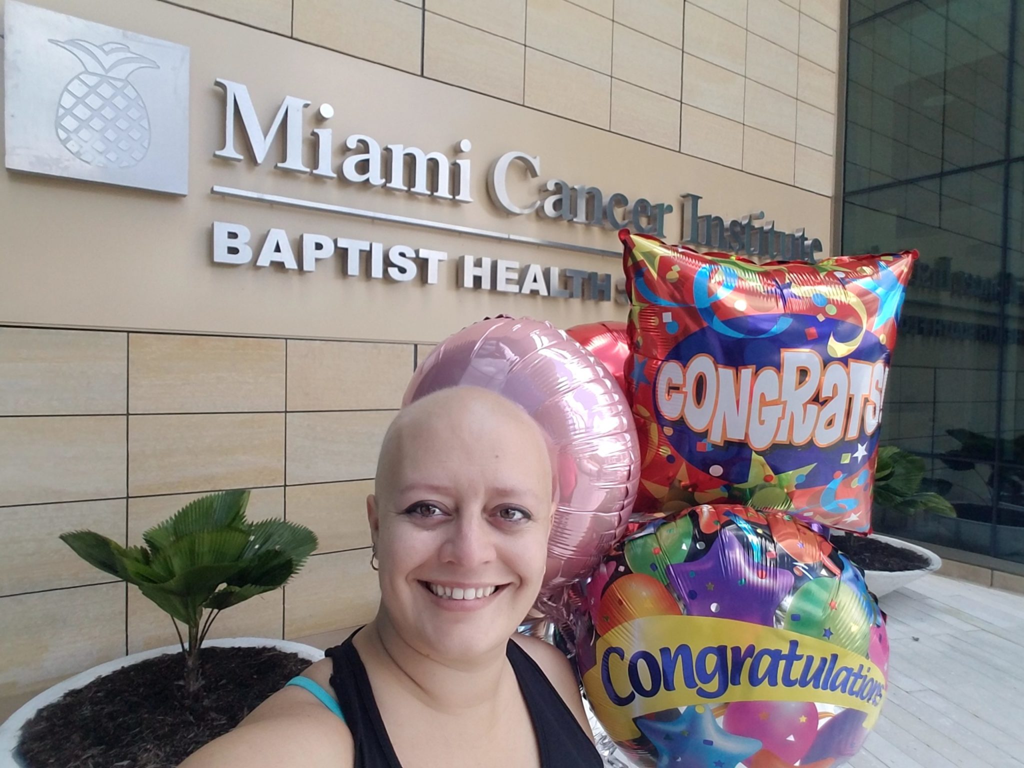 Jessica Duemig after her last chemotherapy session