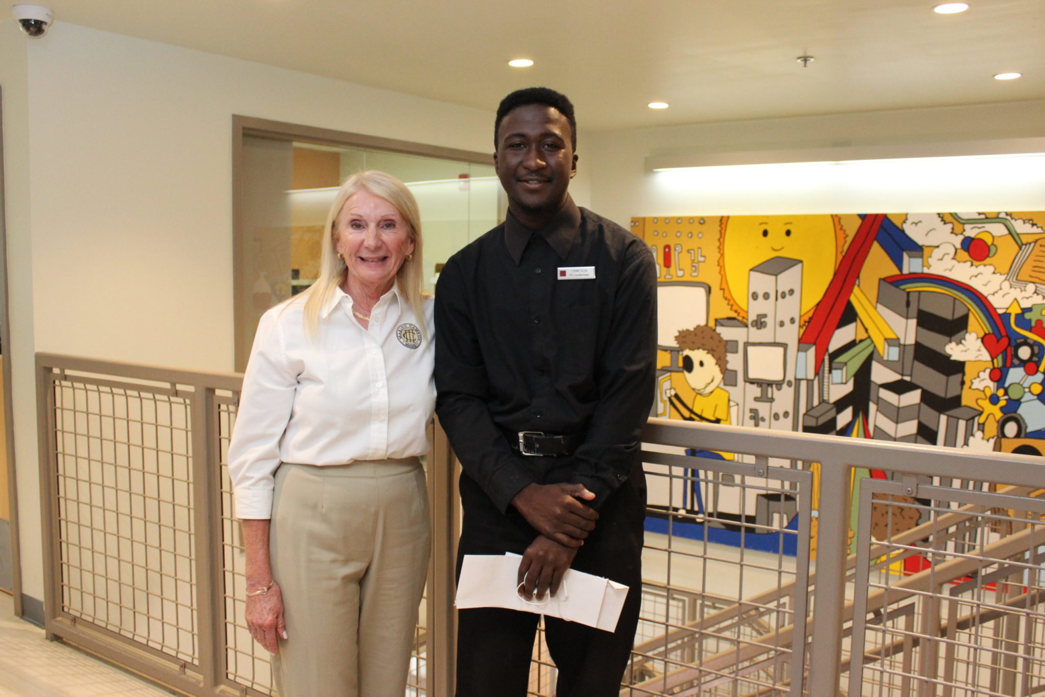 Foundation CEO Mary Partin with Marino Campus student Cameron Burgess